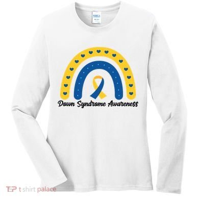 Down Syndrome Awareness Rainbow Ribbon Women's Long Sleeve Shirt