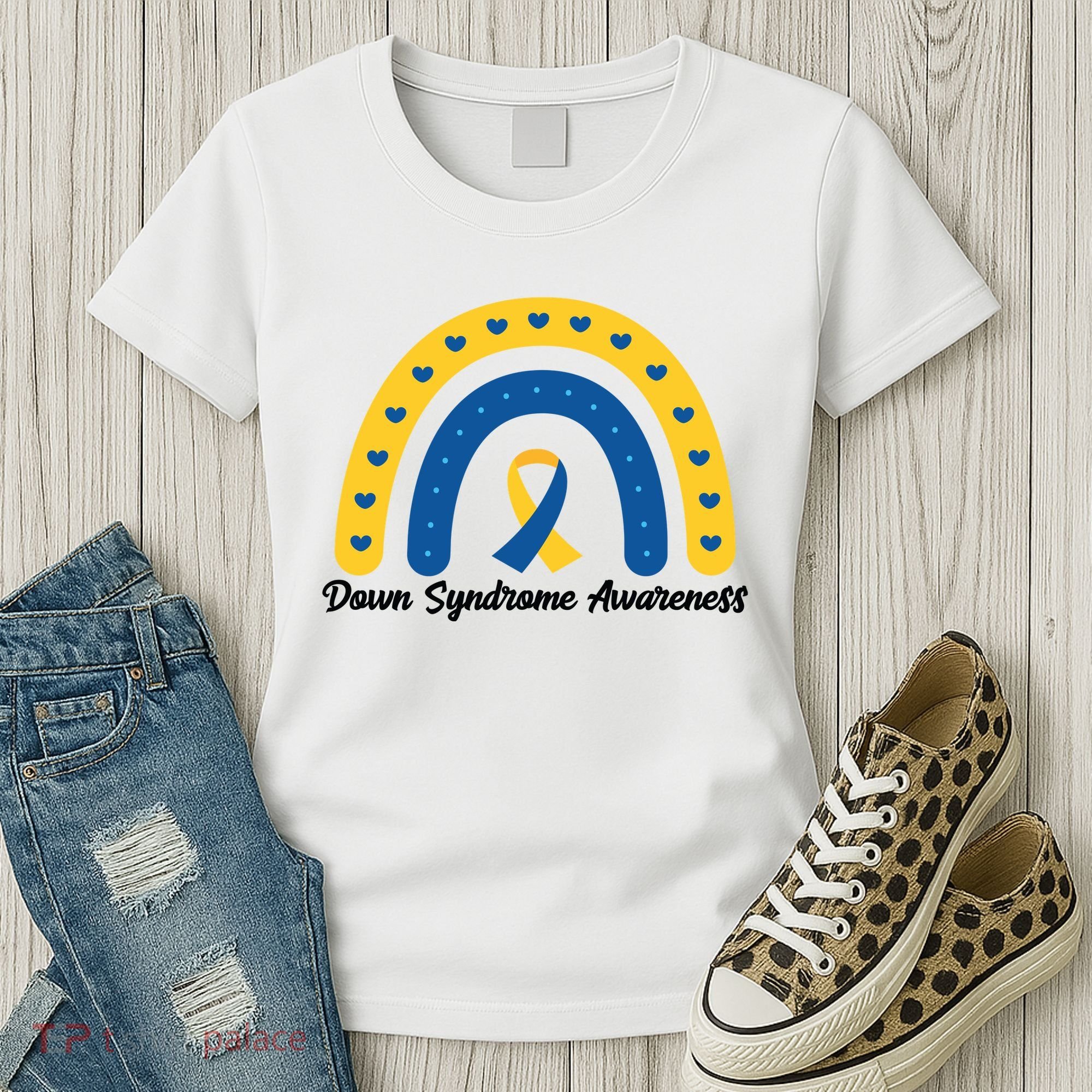 Down Syndrome Awareness Rainbow Ribbon Women's T-Shirt