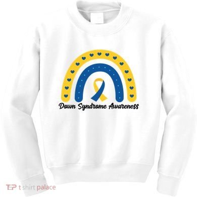 Down Syndrome Awareness Rainbow Ribbon Kids Sweatshirt