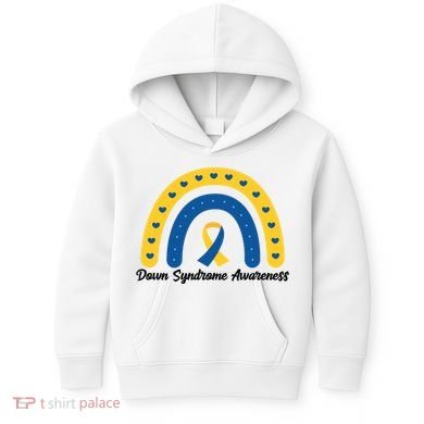 Down Syndrome Awareness Rainbow Ribbon Kids Hoodie
