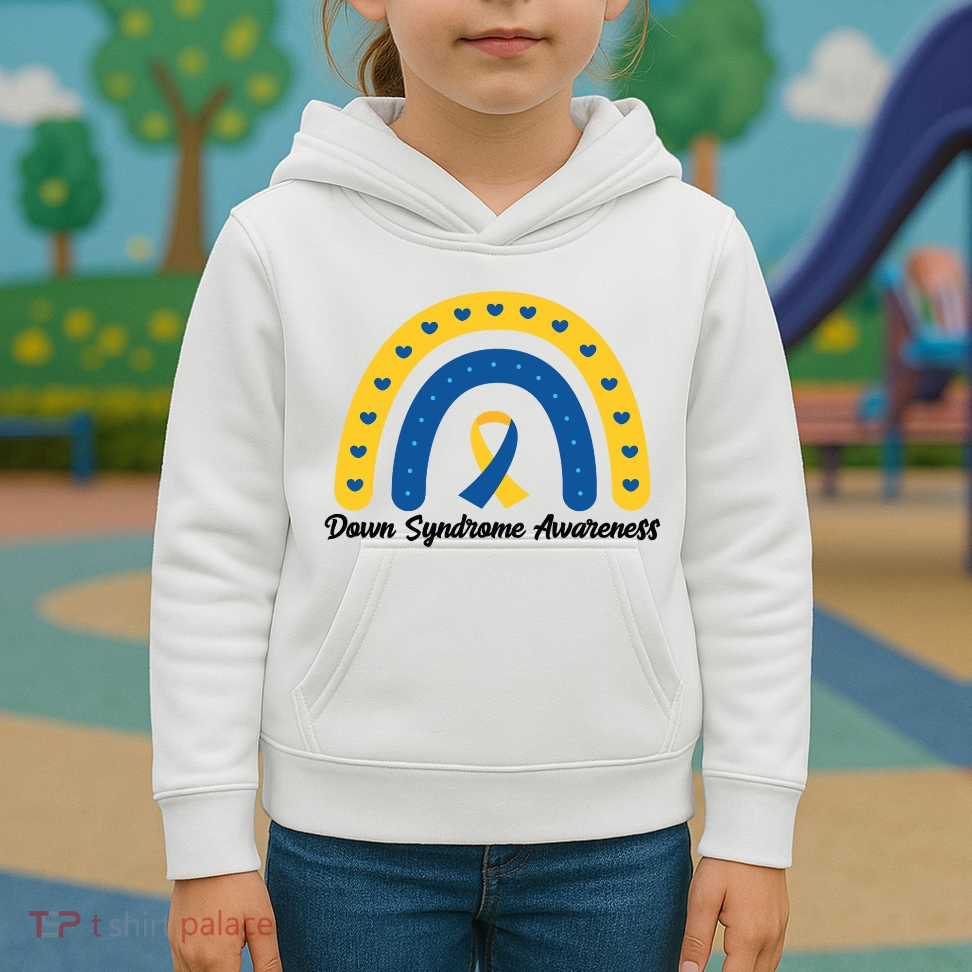 Down Syndrome Awareness Rainbow Ribbon Kids Hoodie