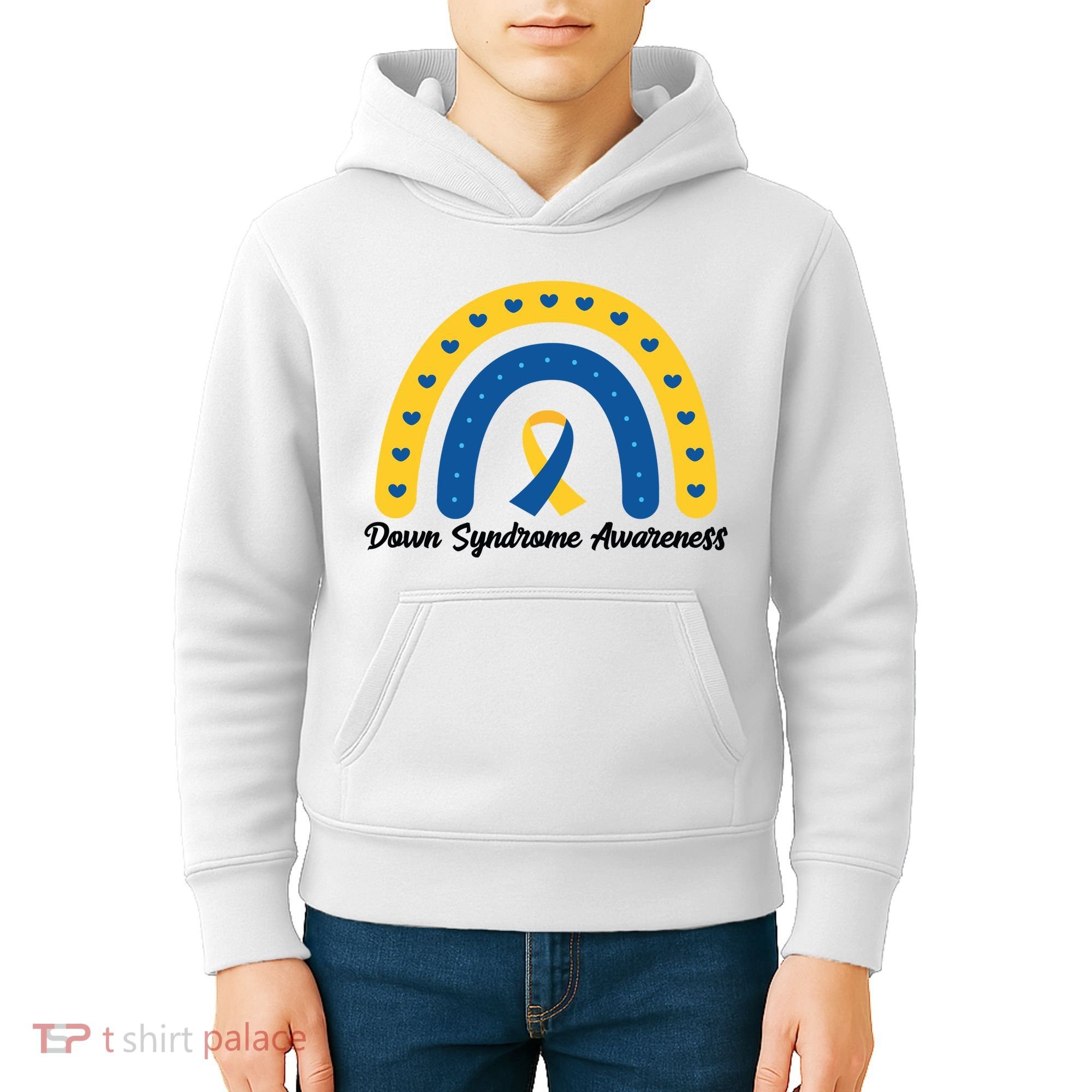 Down Syndrome Awareness Rainbow Ribbon Kids Hoodie