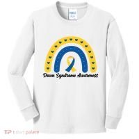 Down Syndrome Awareness Rainbow Ribbon Kids Long Sleeve Shirt thumb 0