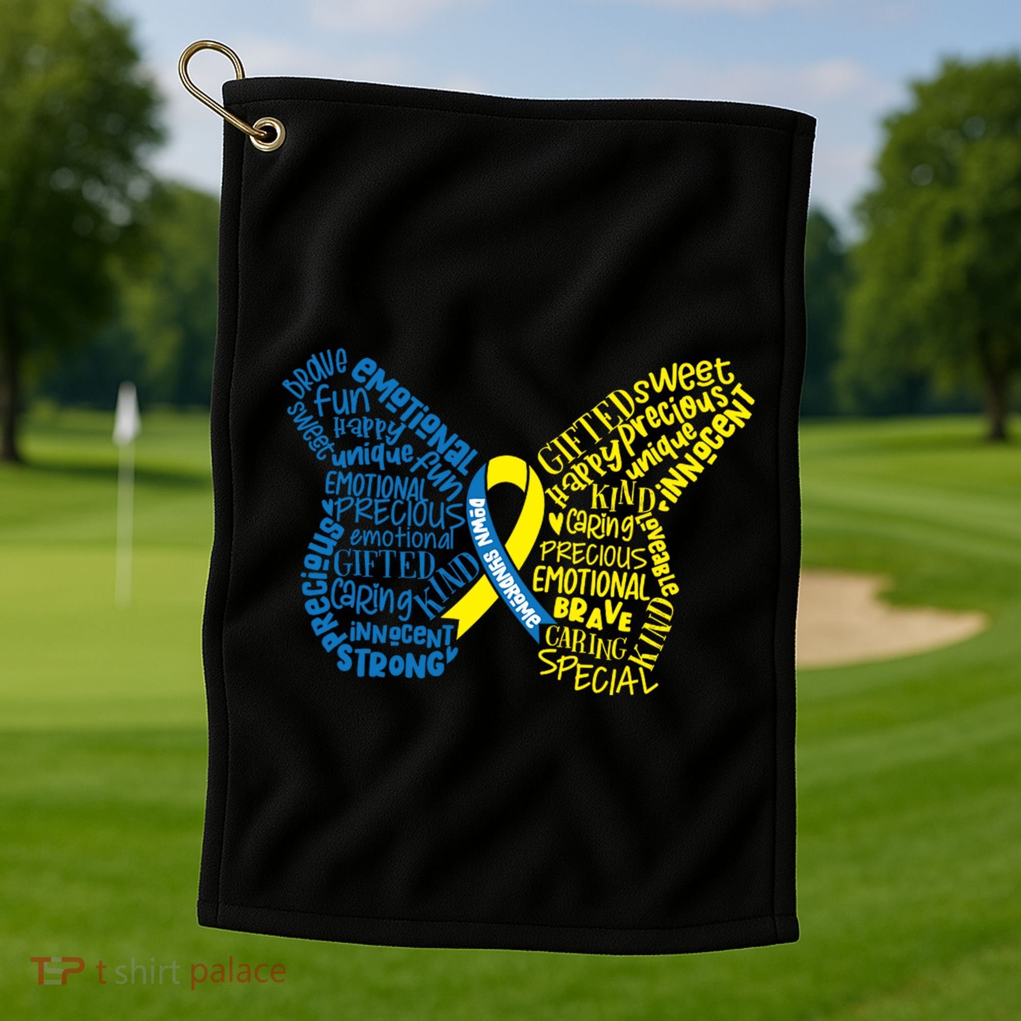 Down Syndrome Awareness Butterfly Golf Towel