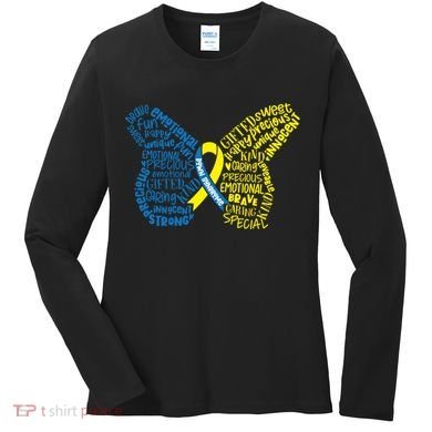 Down Syndrome Awareness Butterfly Women's Long Sleeve Shirt