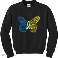 Down Syndrome Awareness Butterfly Kids Sweatshirt thumb 0