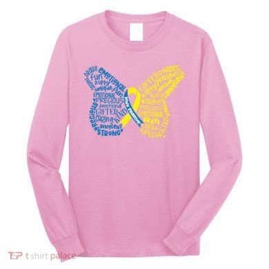Down Syndrome Awareness Butterfly Long Sleeve Shirt