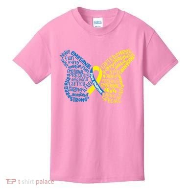 Down Syndrome Awareness Butterfly Kids T-Shirt