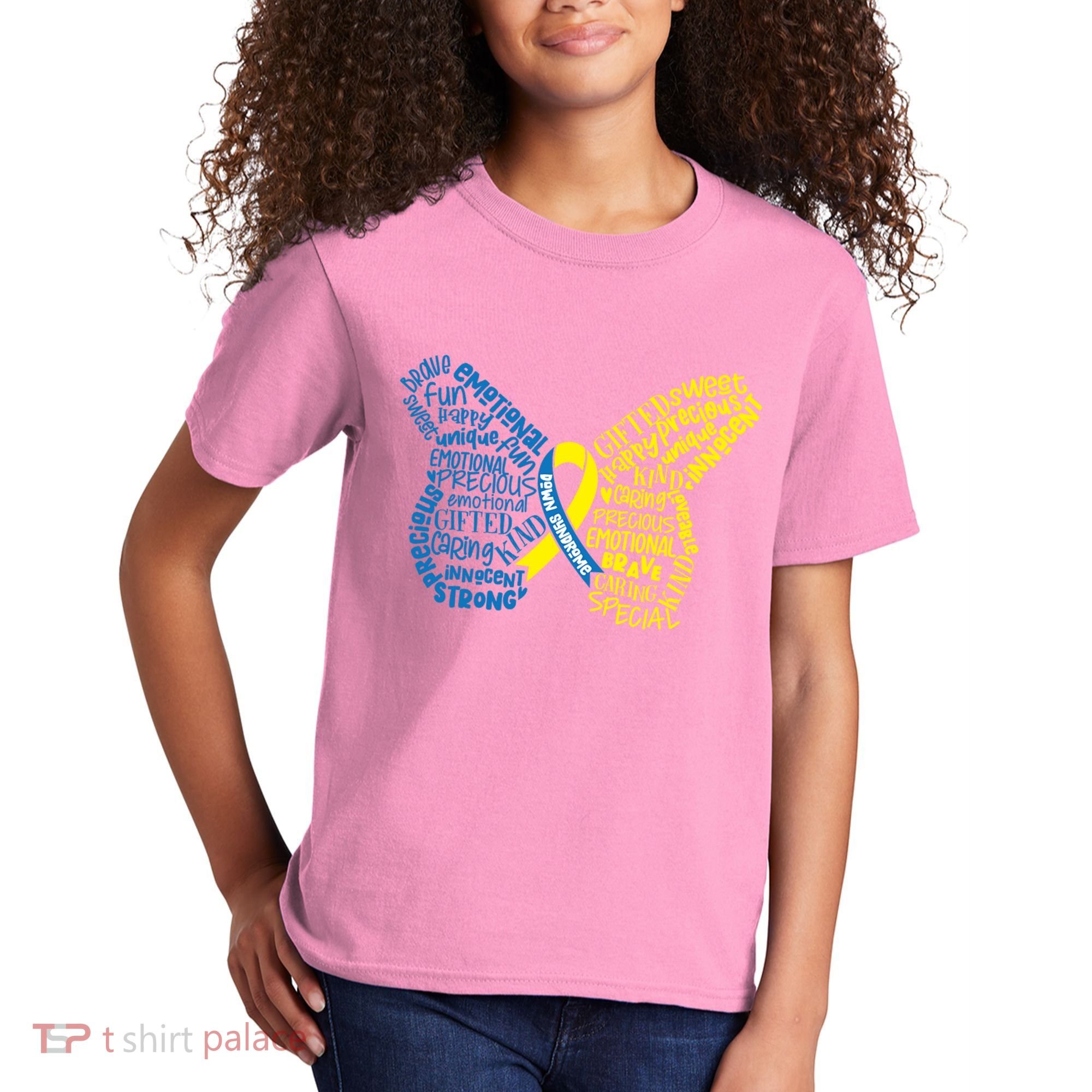 Down Syndrome Awareness Butterfly Kids T-Shirt