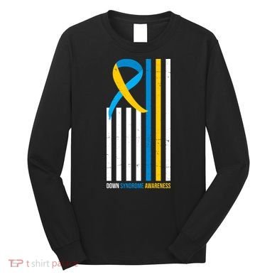Down Syndrome Awareness Ribbon Flag Long Sleeve Shirt