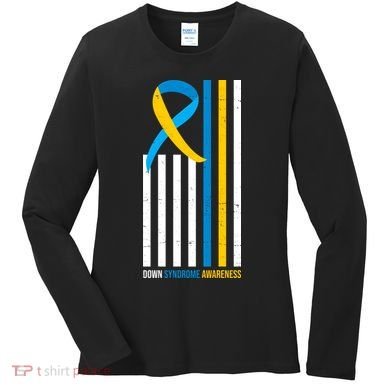 Down Syndrome Awareness Ribbon Flag Women's Long Sleeve Shirt