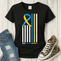 Down Syndrome Awareness Ribbon Flag Women's T-Shirt thumb 3