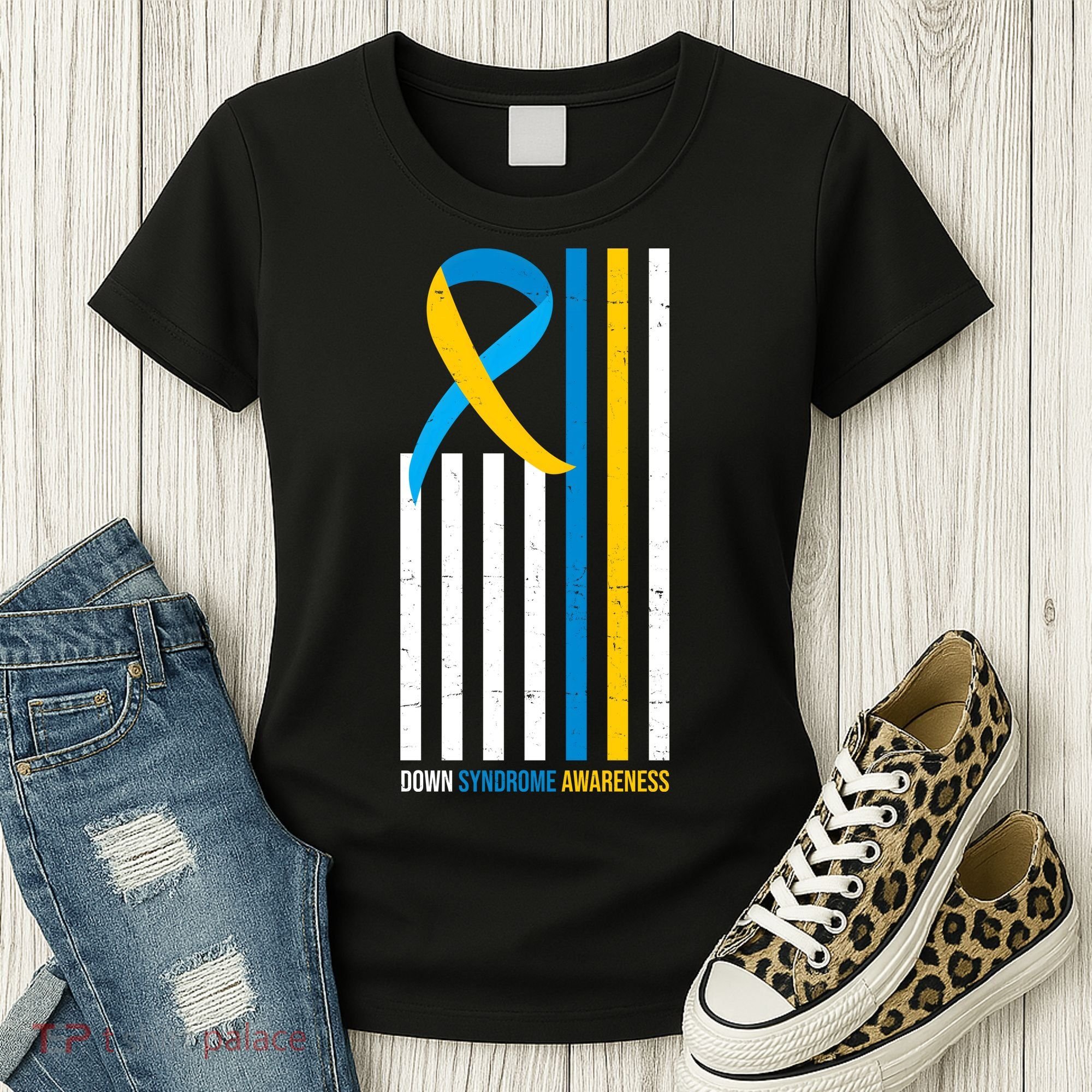 Down Syndrome Awareness Ribbon Flag Women's T-Shirt