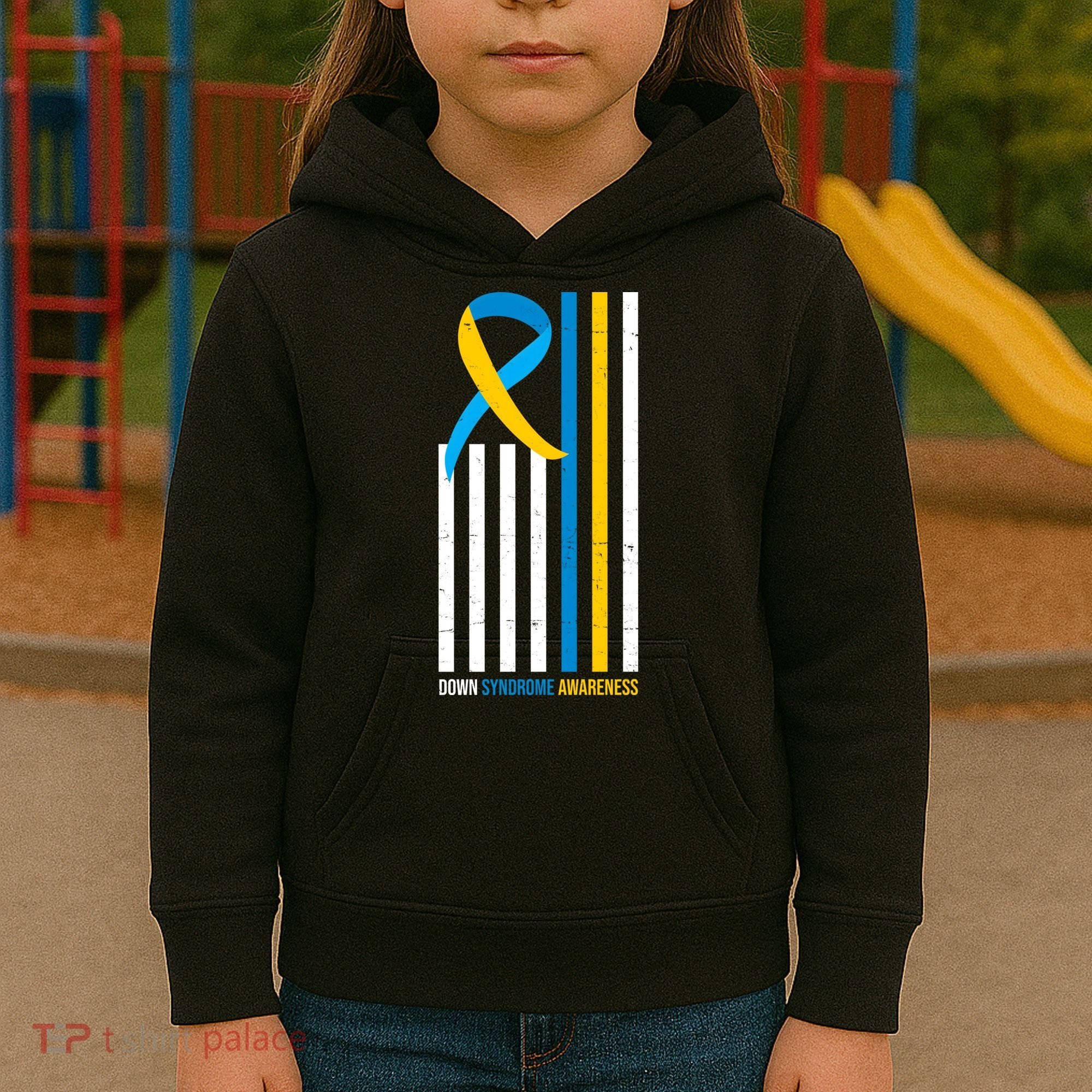 Down Syndrome Awareness Ribbon Flag Kids Hoodie