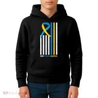Down Syndrome Awareness Ribbon Flag Kids Hoodie thumb 4