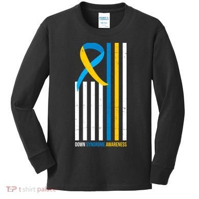 Down Syndrome Awareness Ribbon Flag Kids Long Sleeve Shirt