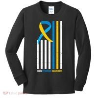 Down Syndrome Awareness Ribbon Flag Kids Long Sleeve Shirt thumb 0