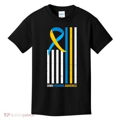 Down Syndrome Awareness Ribbon Flag Kids T-Shirt