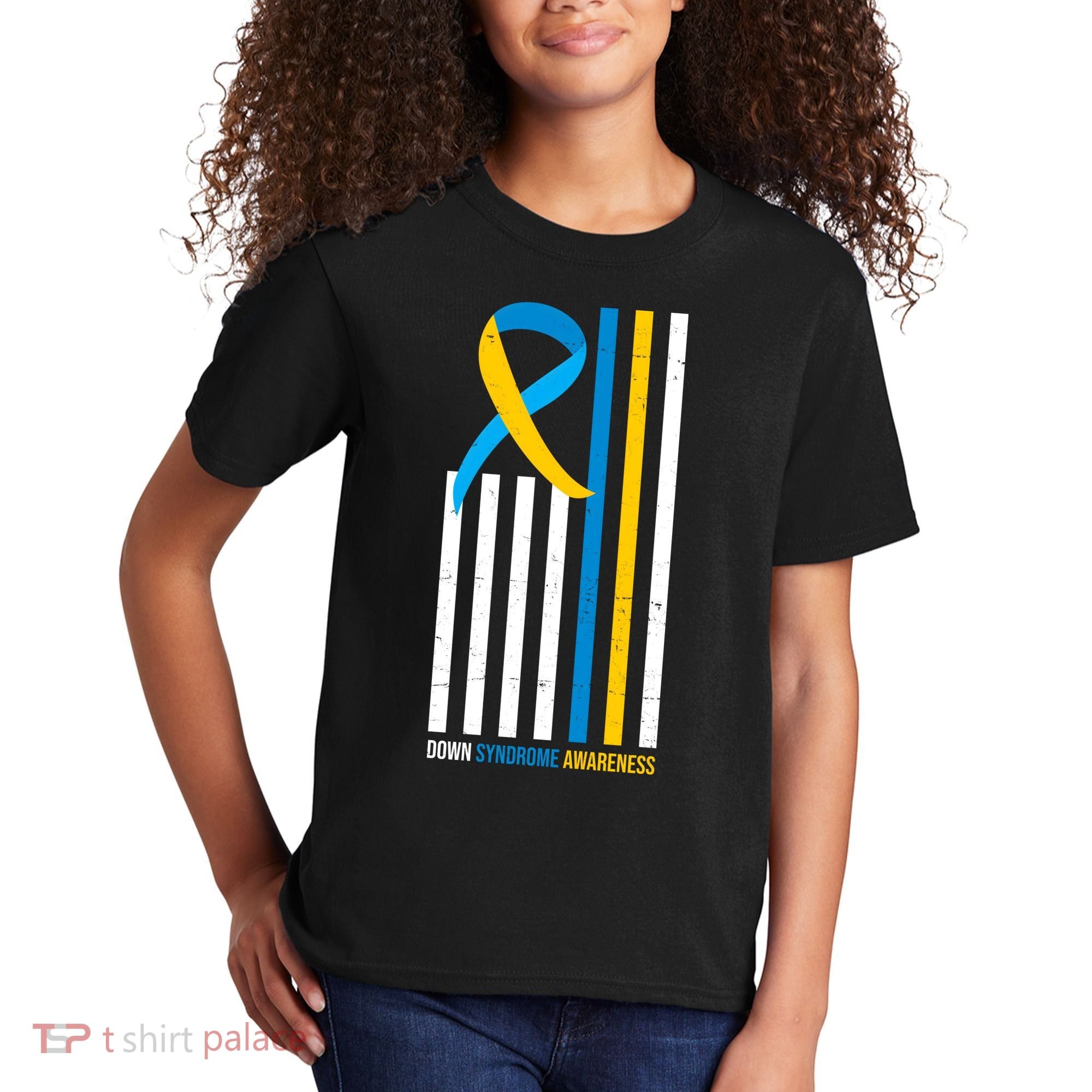 Down Syndrome Awareness Ribbon Flag Kids T-Shirt