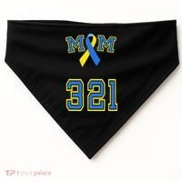 Down Syndrome Awareness Trisomy 21 Mom T 3 21 Month USA-Made Doggie Bandana thumb 0