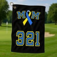 Down Syndrome Awareness Trisomy 21 Mom T 3 21 Month Golf Towel thumb 1