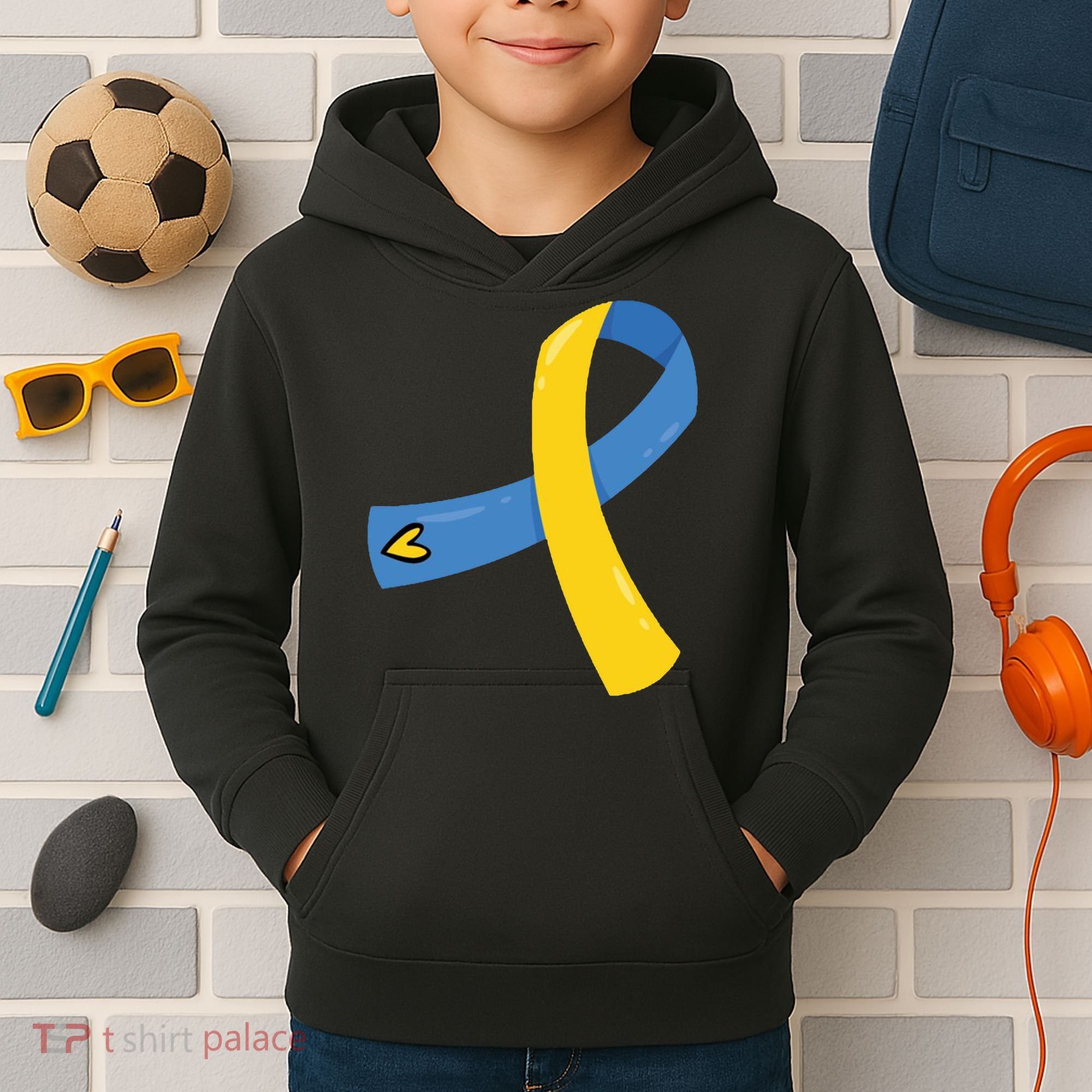 Down Syndrome Awareness Ribbon Kids Hoodie
