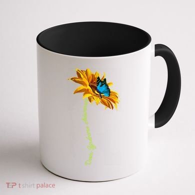 Down Syndrome Awareness Butterfly Sunflower Coffee Mug back