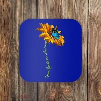 Down Syndrome Awareness Butterfly Sunflower Coaster