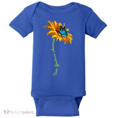 Down Syndrome Awareness Butterfly Sunflower Baby Bodysuit