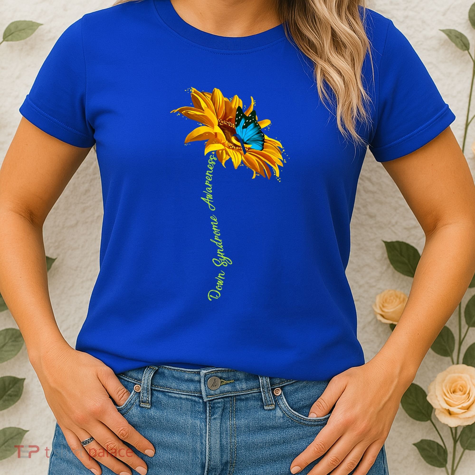 Down Syndrome Awareness Butterfly Sunflower Women's T-Shirt