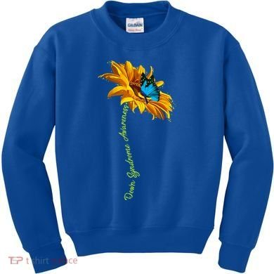 Down Syndrome Awareness Butterfly Sunflower Kids Sweatshirt