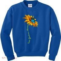 Down Syndrome Awareness Butterfly Sunflower Kids Sweatshirt thumb 0