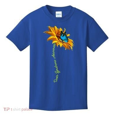 Down Syndrome Awareness Butterfly Sunflower Kids T-Shirt