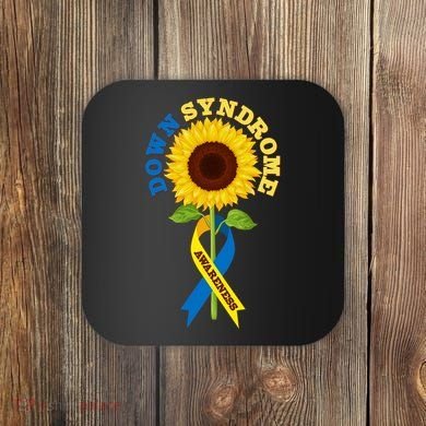Down Syndrome Awareness Sunflower Ribbon Coaster