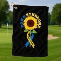 Down Syndrome Awareness Sunflower Ribbon Golf Towel thumb 1
