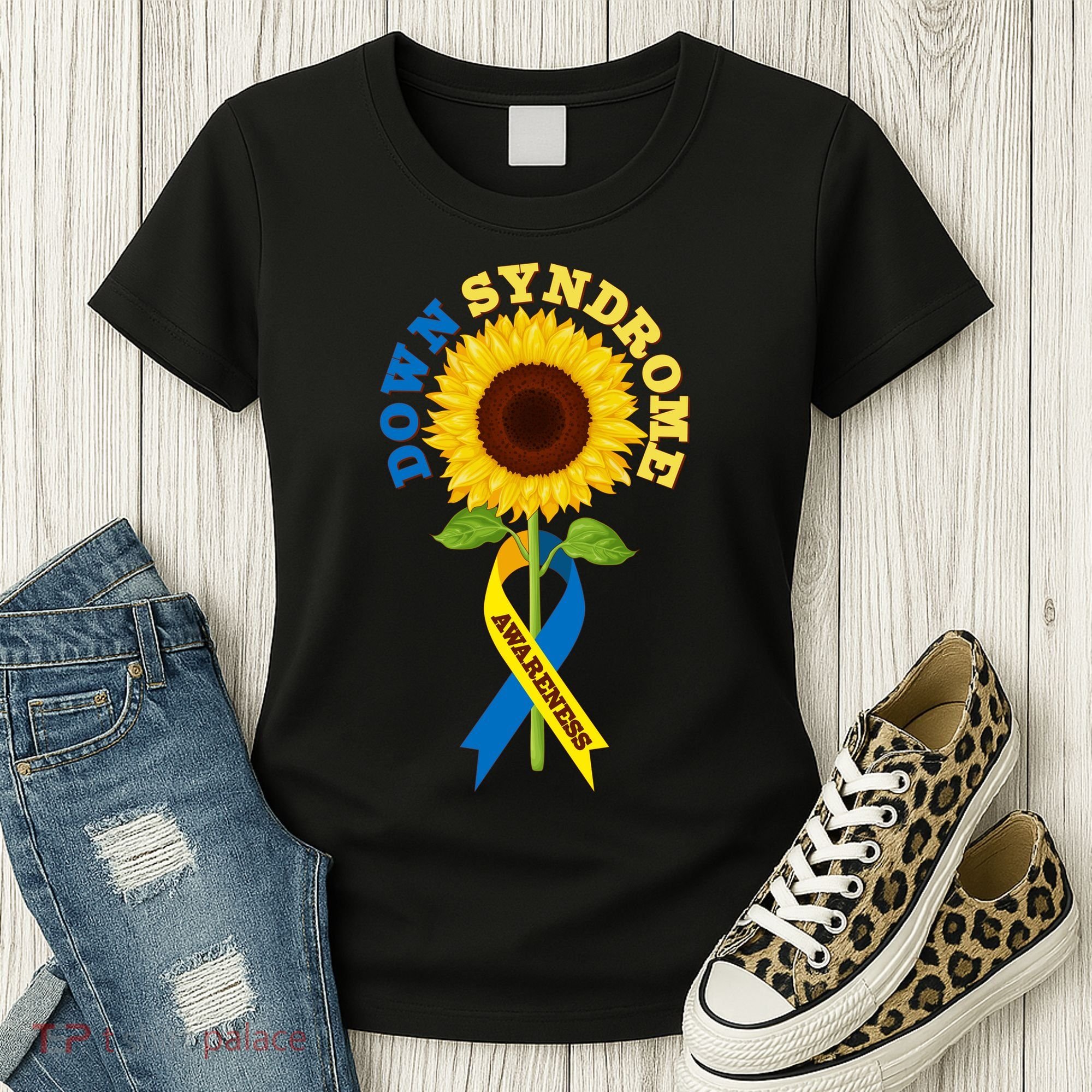 Down Syndrome Awareness Sunflower Ribbon Women's T-Shirt