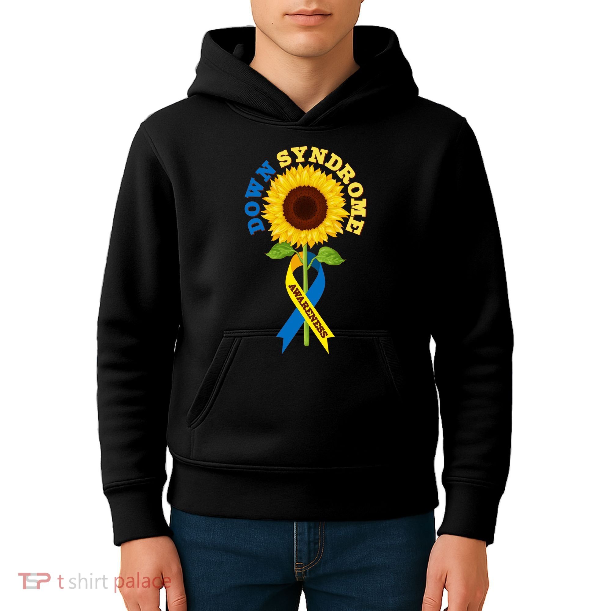 Down Syndrome Awareness Sunflower Ribbon Kids Hoodie