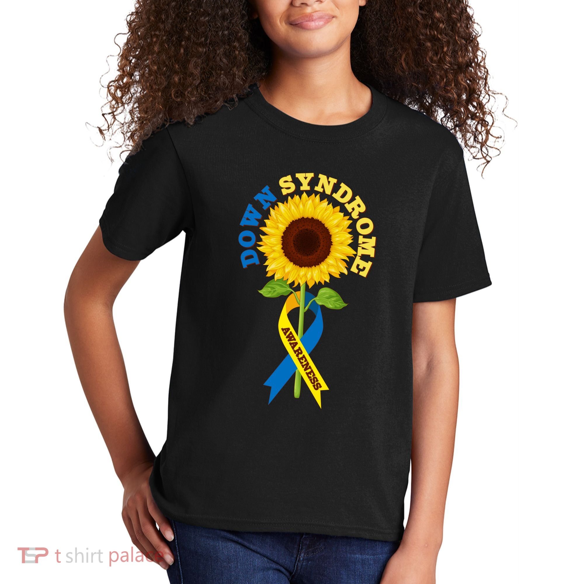 Down Syndrome Awareness Sunflower Ribbon Kids T-Shirt