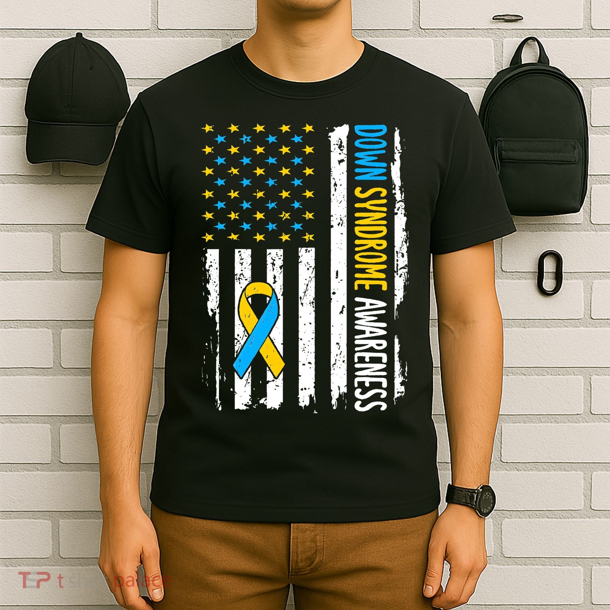 Down Syndrome Awareness American Flag T21 Down Syndrome T-Shirt
