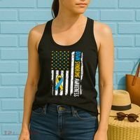 Down Syndrome Awareness American Flag T21 Down Syndrome Women's Tank Top thumb 2