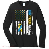 Down Syndrome Awareness American Flag T21 Down Syndrome Women's Long Sleeve Shirt thumb 0