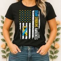 Down Syndrome Awareness American Flag T21 Down Syndrome Women's T-Shirt thumb 2