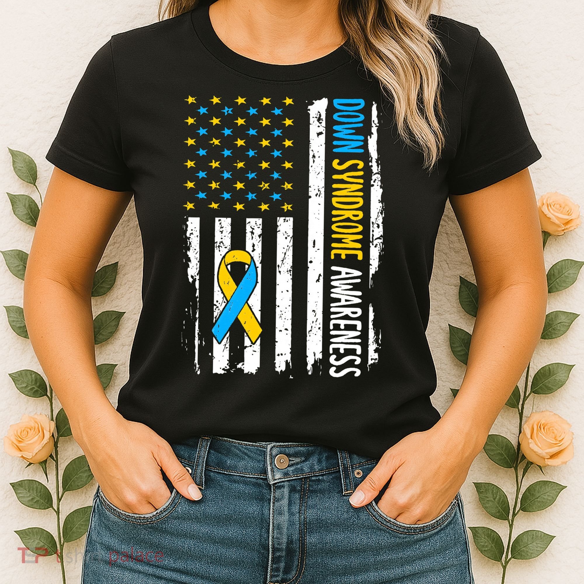 Down Syndrome Awareness American Flag T21 Down Syndrome Women's T-Shirt