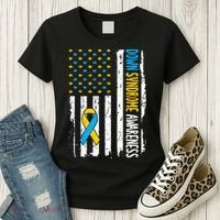 Down Syndrome Awareness American Flag T21 Down Syndrome Women's T-Shirt thumb 3