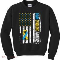 Down Syndrome Awareness American Flag T21 Down Syndrome Kids Sweatshirt thumb 0