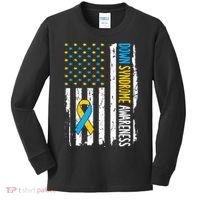 Down Syndrome Awareness American Flag T21 Down Syndrome Kids Long Sleeve Shirt thumb 0