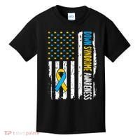 Down Syndrome Awareness American Flag T21 Down Syndrome Kids T-Shirt thumb 0