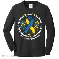 Down Syndrome Awareness Respect Love Support Inclusion Acceptance Kids Long Sleeve Shirt thumb 0