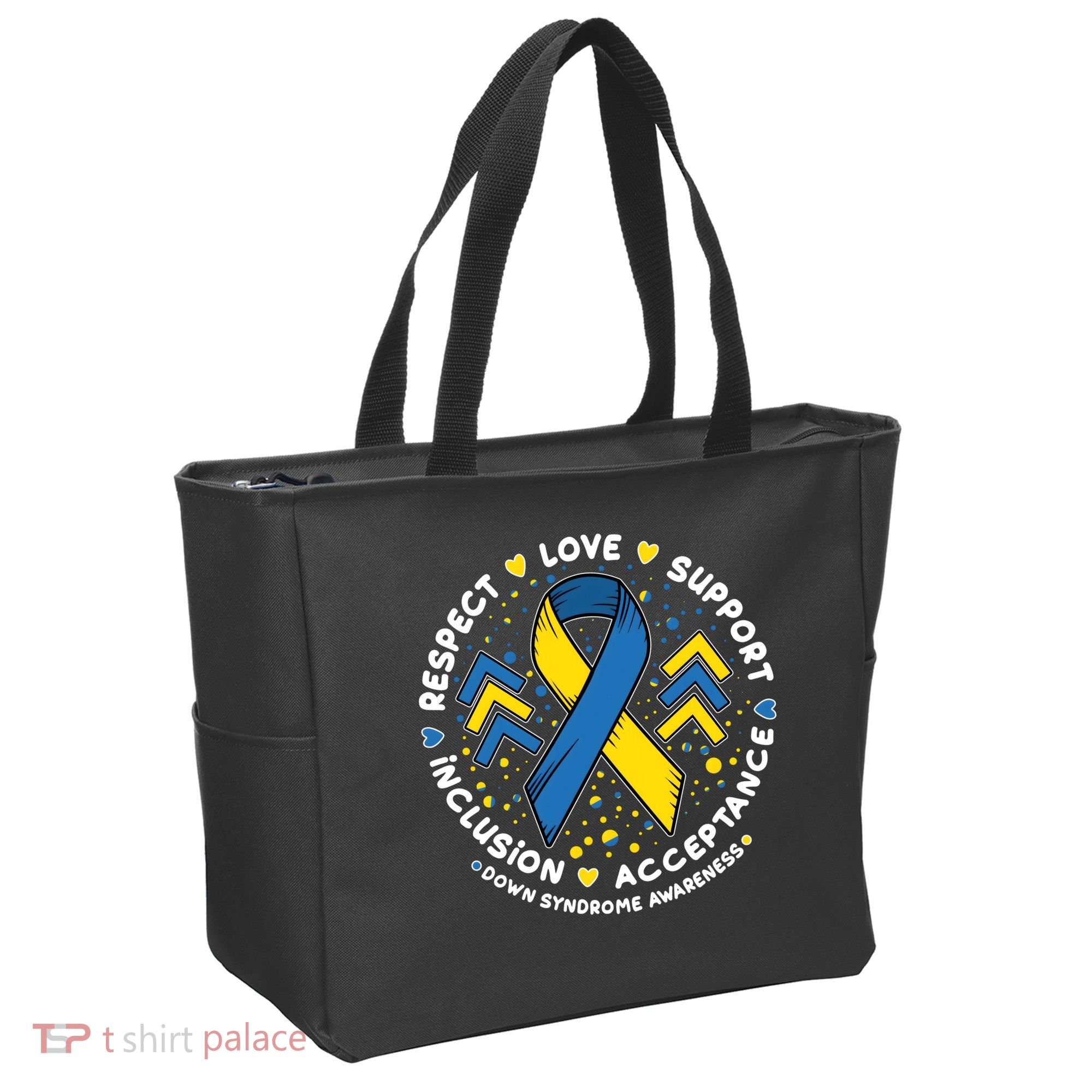 Down Syndrome Awareness Respect Love Support Inclusion Acceptance Tote Bag