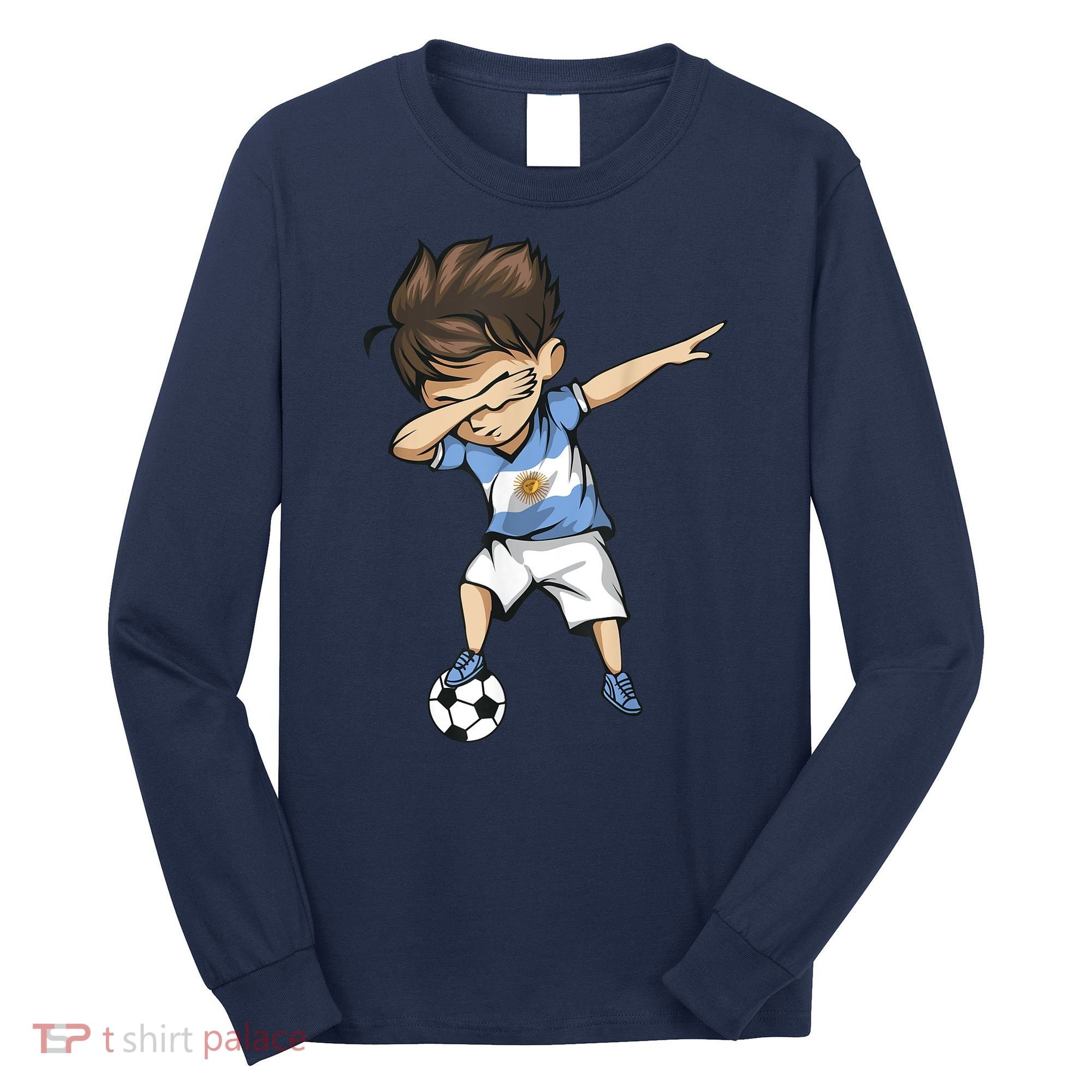 Dabbing Soccer Argentina Jersey Shirt - Argentinian Football Long Sleeve Shirt